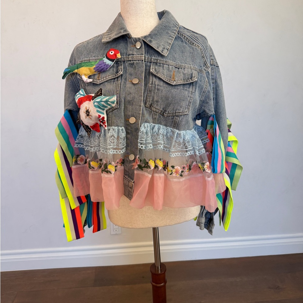 Colorful Embellished Denim Jacket